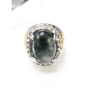 cincin titanium batu akik hijau.