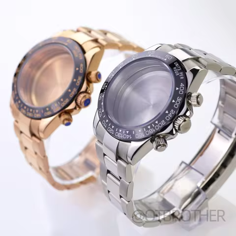 39mm Watch Case Strap Fit 29.5mm Dial For Seiko Daytona VK63 Quartz Movement 904L Steel Sapphire Oys