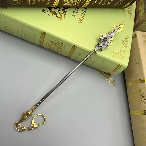 22cm Metal Lance Vortex Vanquisher Genshin Impact Zhongli China Mobile Game Surroundings Weapons Mic
