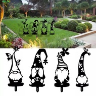 HELIX Gnome Sign, 2D Acrylic Garden Gnomes Stake, Garden Decoration Hollow Out Black Waterproof Gnom