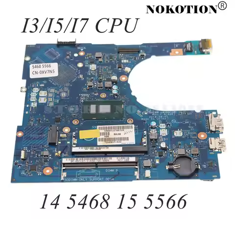 CN-0XV7N5 For DELL Inspiron 14 5468 15 5566 Laptop Motherboard BAL60 LA-D871P 2PX9P XV7N5 0YP25 With