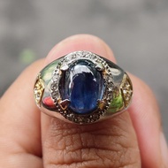 BAYAR DI TEMPAT Cincin Titanium Batu Akik Kyanite Blue Safir Sapphire Australia Natural