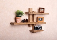 移動式可調式置物架牆壁置物架木置物架，浮動牆壁廚房置物架