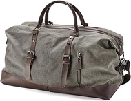 Men's Travel Bag, 40L Duffel Bag Made of Canvas & Brown Leather, Danish Design, Weekender Sports Bag