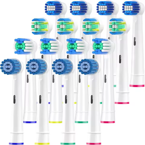 16pcs Brush Heads for Oral B Toothbrush, Compatible with Pro Genius and Smart, Including Floss, Cros