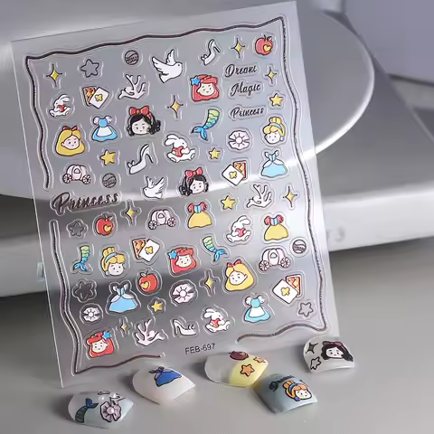 1PCS Disney Nail Stickers Lilo & Stitch Strawberry Bear Cute Self-Adhesive Nail Art Accessories Snow
