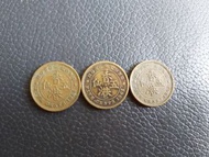 香港五仙 (伍仙) 輔幣 伊莉莎伯二世 女皇頭  1965年 x 2個 + 1967年 x 1 個 - 合共 3 個