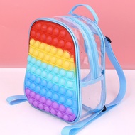 Kawaii Transparent Bag Children Anti Stress Fidget Toys Kids Stress Relief Push Bubble Squishy Rainb