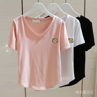 Large T-shirt   大码T恤  大码短袖T恤女韩版300斤宽松显瘦v领半袖体恤上衣