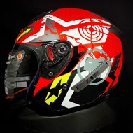 Metro SUPERFLUO INK HELMET MOTIF 3 MATT RED FLUO ORIGINAL DOUBLE VISOR HELMET TOURING INK METRO DOUB