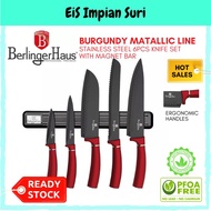 (Ready Stock) Berlinger Haus 6pc Stainless Steel Knife Set with Magnet Bar Set Pisau Kitchen Tools C