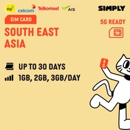 SIMPLY South East Asia | 3 - 20 Days | Daily 500MB - 3GB + Unlimited Data SIM Card | Plug and Play