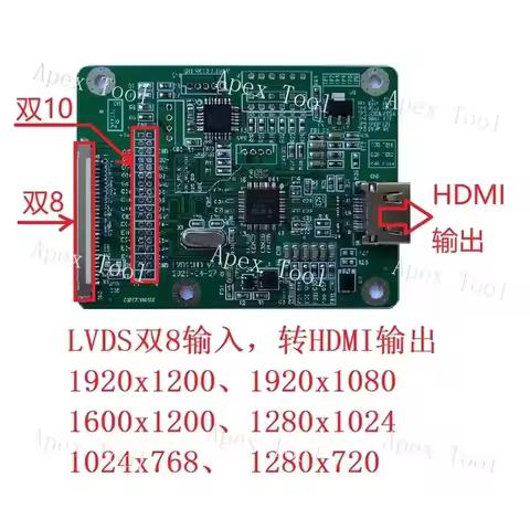 LVDS to HDMI Adapter Board LVDS Dual 8-input to HDMI Output Supports Multiple Resolutions