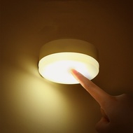 โคมไฟไฟกลางคืน LED กลมขนาดเล็กหรี่แสงได้สำหรับตู้ครัวตู้เสื้อผ้าโคมไฟบันไดตู้เสื้อผ้าแบบไร้สาย