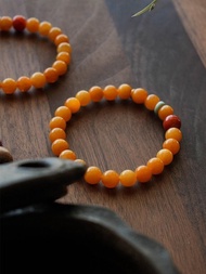 原創手工蜜蠟琥珀南紅綠松雞油黃蜜蠟福墜手串招財手鏈生日禮物