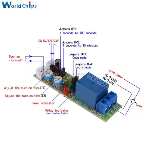 JK11 Cycle Delay Relay Module DC 5V 12V 24V On/Off Switch Power Supply 0-15Min 0-60Min Cycle Timer R