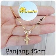 ITALY CROSS NECKLACE 925 S925 SILVER GENUINE YELLOW GOLD PLATED GOLD SET 31