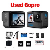 กล้องโกโปร9/10แอคชั่น GoPro มือถือ2nd วิดีโอ5K 20MP ภาพถ่ายกล้องกีฬาสีหน้าจอด้านหน้ามือสอง