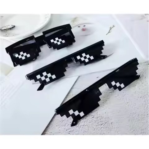 Mosaic Glasses Sunglasses Men Women Pixel Trendy Cool Super Party Funny Vintage Shades Eyewear Funny