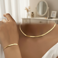 Set Kalung dan Gelang Motif Ular yang Dapat Disesuaikan - Aksesoris Paduan Retro untuk Wanita