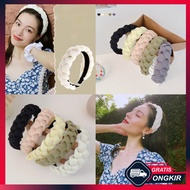 Gratis Ongkir - Bando Kepang Satin Korea Scrunchie / Headband Bandana Polos Wanita