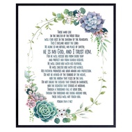 Psalm 91 Succulent Religious Wall Decor Bible Verse Art for Home, Church, Catholic, Christian