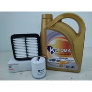 DAIHATSU PERODUA MIRA KANCIL L5 TURBO AIR FILTER + OIL FILTER + KOYOMA 20W50 MINERAL ENGINE OIL