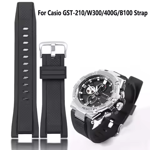 Silicone Watch Accessories Band for Casio G SHOCK GST Series GST-210/W300/400G/B100 Waterproof Rubbe