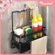 [paranoid.sg] Kitchen Sink Drying Rack with Self-draining Tray Space Saver Sponge Holder