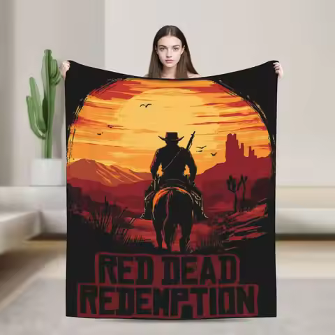 Arthur Morgan West Cowboy Action King Game Character Blanket Warm Red Dead Redemption Throw Blanket 