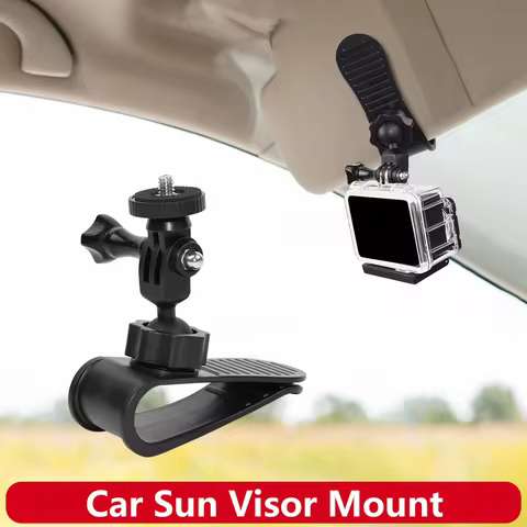 Car Sun Visor Clip Mount for GoPro Hero Insta360 DJI SJCAM AKASO Action Camera Holder 360 Rotation w