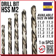 GLITZ HSS M2 Drill Bit High-Speed Steel 11 11.1 11.2 11.3 11.4 11.5 11.6 11.7 11.8 11.9 1/5Pcs Metal