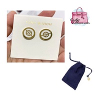 (STOCK CHECK REQUIRED)BRAND NEW AUTHENTIC INSTOCK TORY BURCH MILLER STUD EARRINGS 88333 ENAMEL CIRCLE GOLDEN WHITE