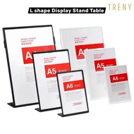 A4 A5 A6 Vertical Acrylic L Stand Display for Menu Product Portrait QR Code Table Display 亚克力展示牌