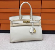 Hermes birkin30 鉑金包 奶昔白金扣  epsom內縫 Y刻 閒置新 沒變形