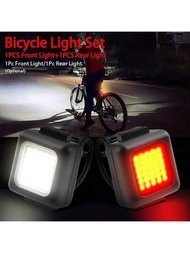 充電自行車燈 自行車頭燈 後燈尾燈 防水 Cob Led 警示騎行燈 自行車配件