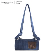 Louis Montini (JEANS) กระเป๋าสะพายข้าง shoulder bag ผ้ายีนส์ผสมหนังวัวเเท้ JEAN04