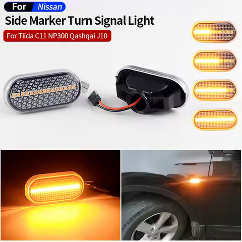 2PC Led Dynamic Turn Signal Light Side Marker Fender Sequential Lamp Indicator Blinker For Nissan Cu