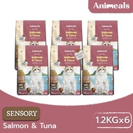 Animeals สูตรใหม่ Sensory Gluten Free 1.2 kg. 6 ซอง รสแซลมอนและทูน่า อาหารแมว สูตรขนสวย ตัวแน่น