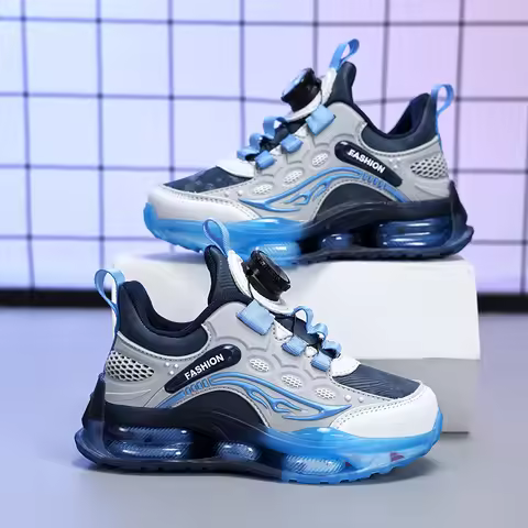 A pair of children's four-season leather upper sports shoes, air cushion shock-absorbing running sho