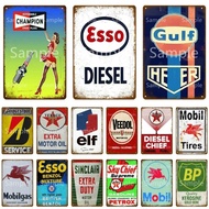 Texaco Motor Oil Plaque Vintage Metal Sign Retro Garage Decor Esso Gulf Mobil BP ELF Poster Bar Pub 