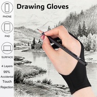 Digital Drawing Glove 4 Layers 99% Accidental Touch Rejection, Two Fingers Gloves for Drawing