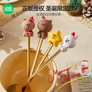Brown Bear Christmas Tableware Set Children's Baby Gift High-Value Stainless Steel Spoon Fork Cartoo
