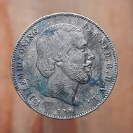 Koin Perak Kuno 1/2 Gulden Willem 3 tahun 1863 - W319