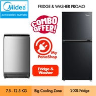 [COMBO] Midea Top Load Washing Machine & 2-Door Fridge ( 7.5KG - 12.5KG & 200L ) MA100W75 - MA200W12