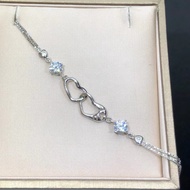 925 Silver Bracelet Double Ring Love Heart Bracelet Style Moissanite Bracelet Sterling Silver PT950 