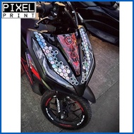 ╲ 100% ∞ Honda Click 125i 150i v1 v2  Honeycomb Front Fairings Fender Stickers for Motorcycle Vinyl
