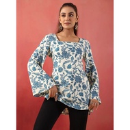 DEBAYU Viscose Rayon Short Kurti Long Sleeve Top Floral Printed Size S to XXL [TP]