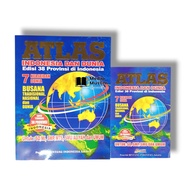 Atlas of Indonesia and the World, the latest 38 Province edition, equipped with 7 Wonders of the Wor