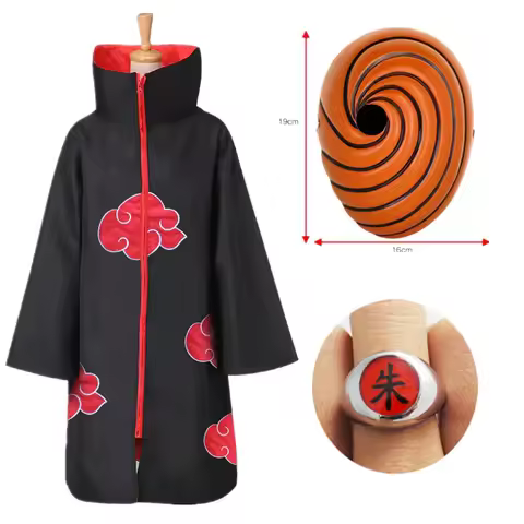 Akatsuki Tobi Obito Cosplay Costume Akatsuki Long Sleeve Cloak Halloween Carnival Funny Adult Cospla